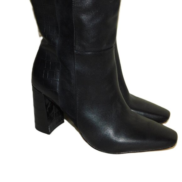 Chelsea & Violet Tall Leather & Suede Boots Size 8 Croc Embossed - Picture 7 of 16